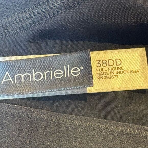 Ambrielle Black Full Figure Plunge Bra with Underwire Padded 38DD - Picture 3 of 8